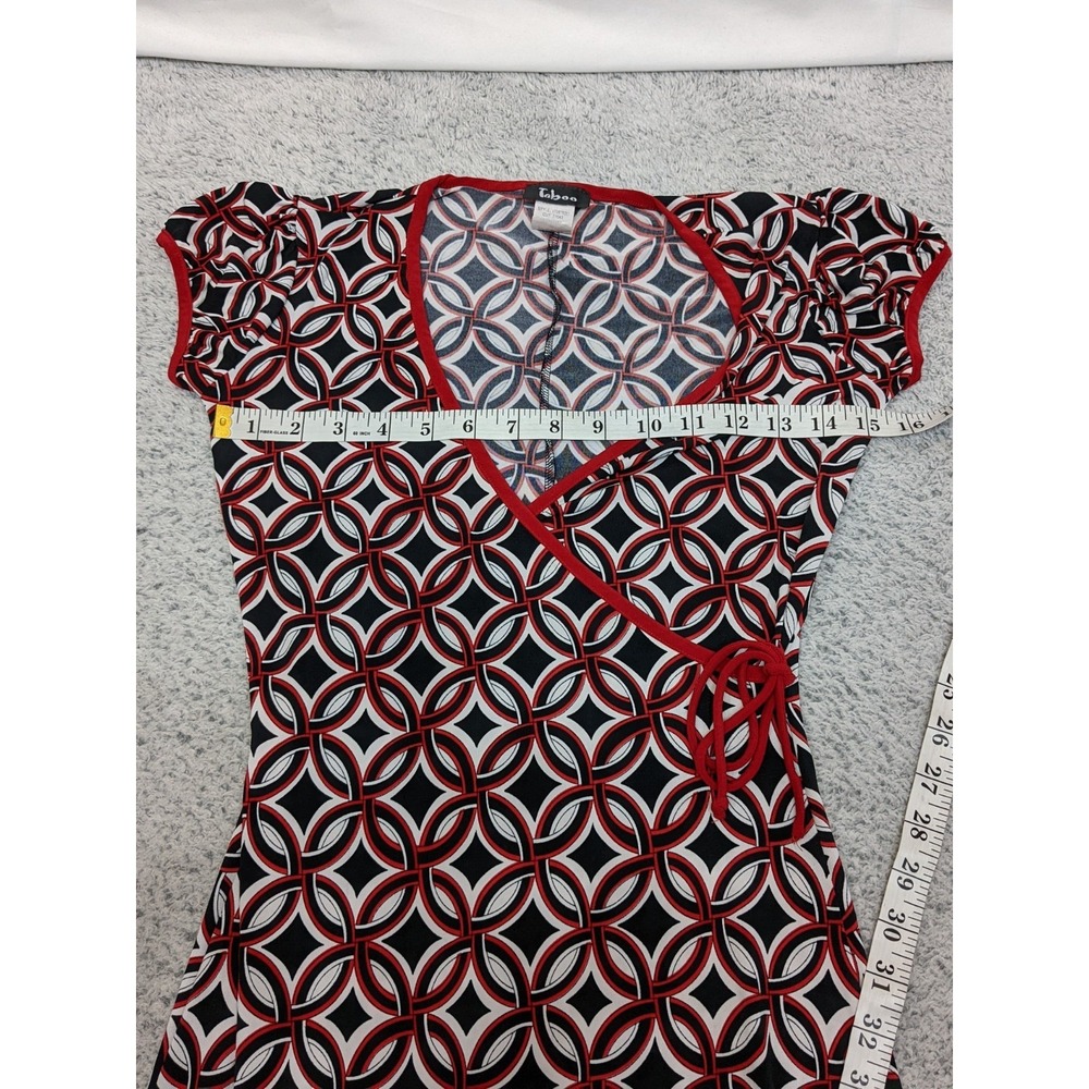 Taboo Vintage Mini Dress Made in USA Small Red Black Geometric‎ Gothic Emo Y2K - Picture 10 of 16